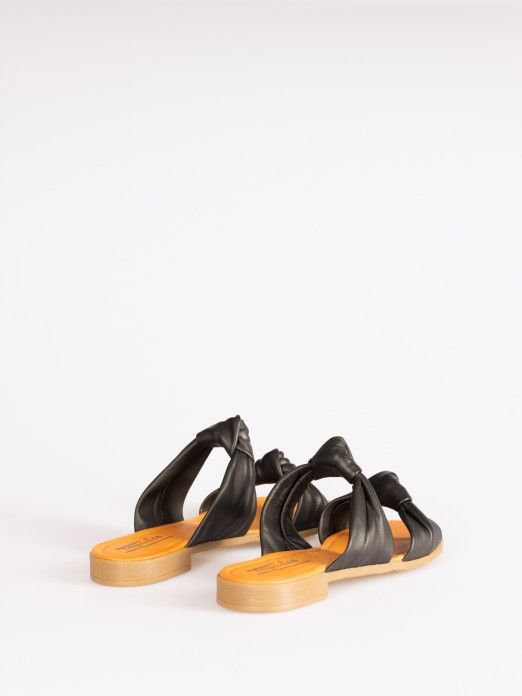 Double Knot Detail Flat Sandals