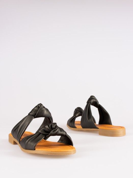 Double Knot Detail Flat Sandals