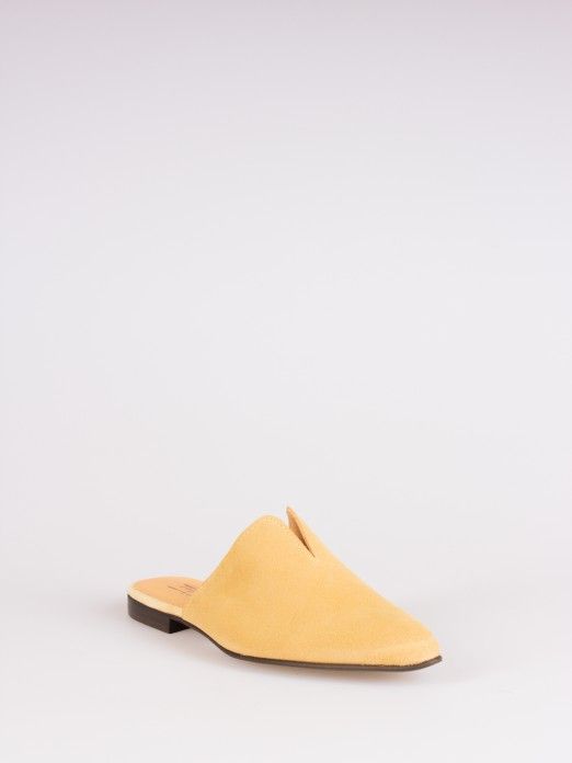 V-Shaped Detail Suede Mules