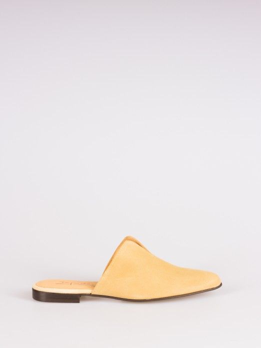 V-Shaped Detail Suede Mules