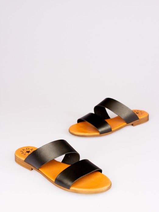 Double Strap Leather Slipper Double Strap Leather Slipper