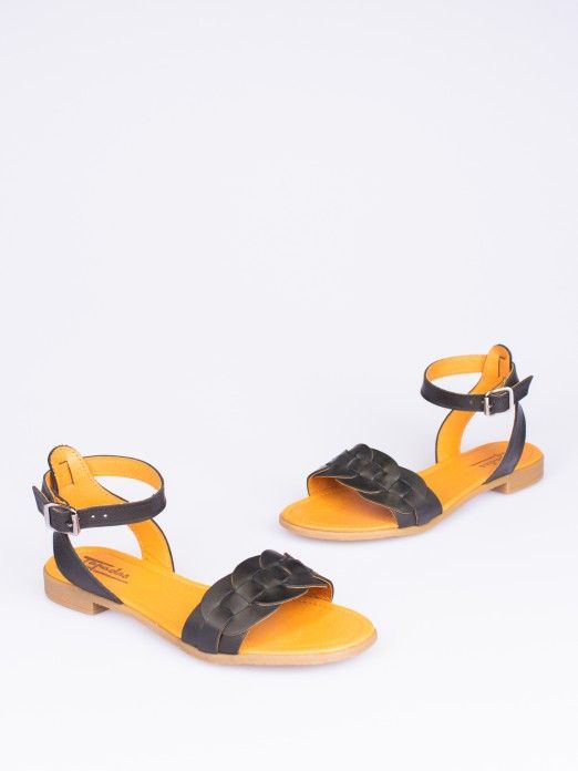 Braided Strap Leather Sandal Braided Strap Leather Sandal