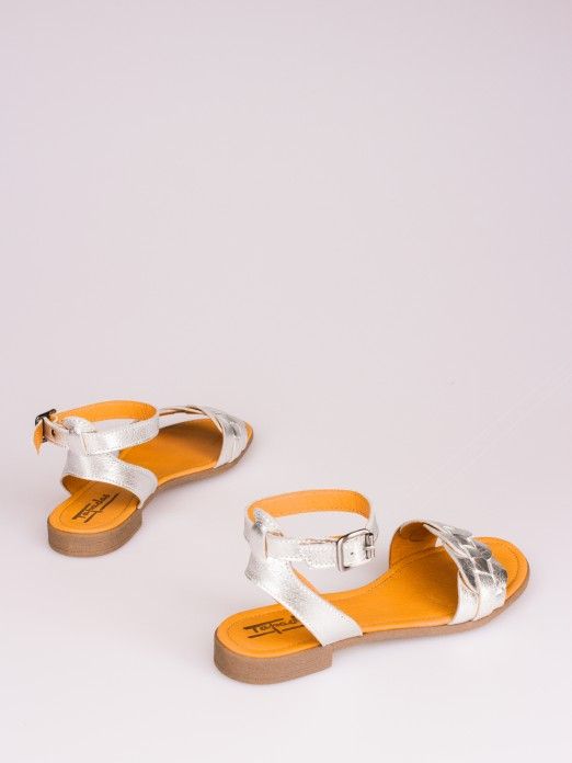 Braided Strap Leather Sandal Braided Strap Leather Sandal