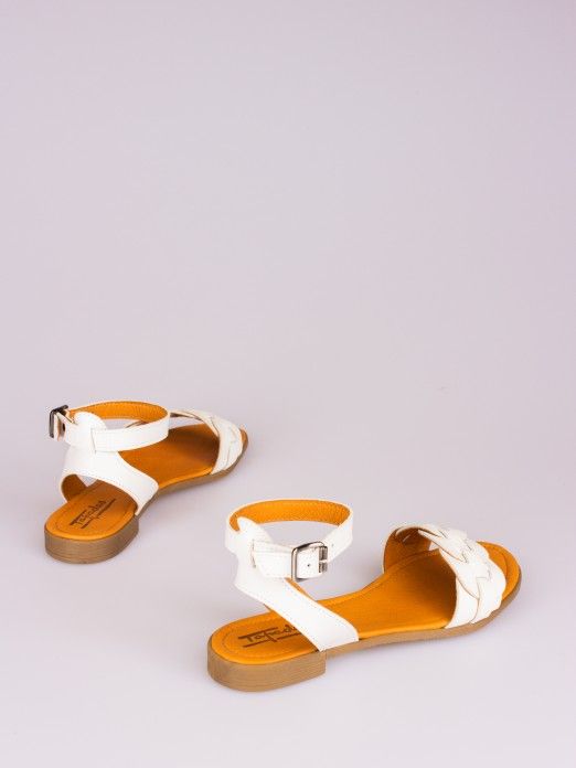 Braided Strap Leather Sandal Braided Strap Leather Sandal