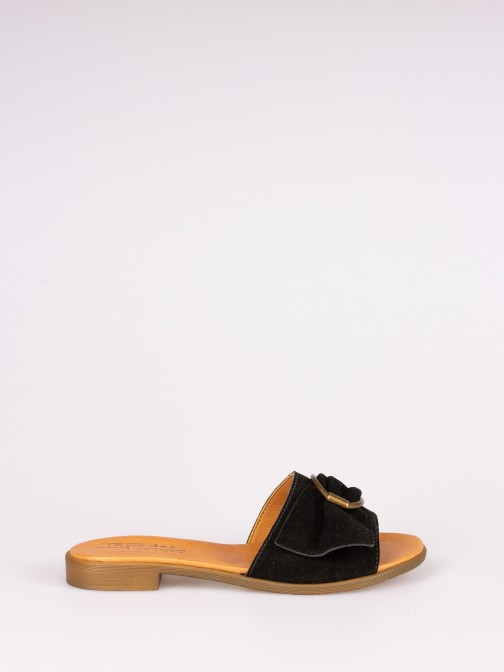 Suede Slipper with Metal Buckle