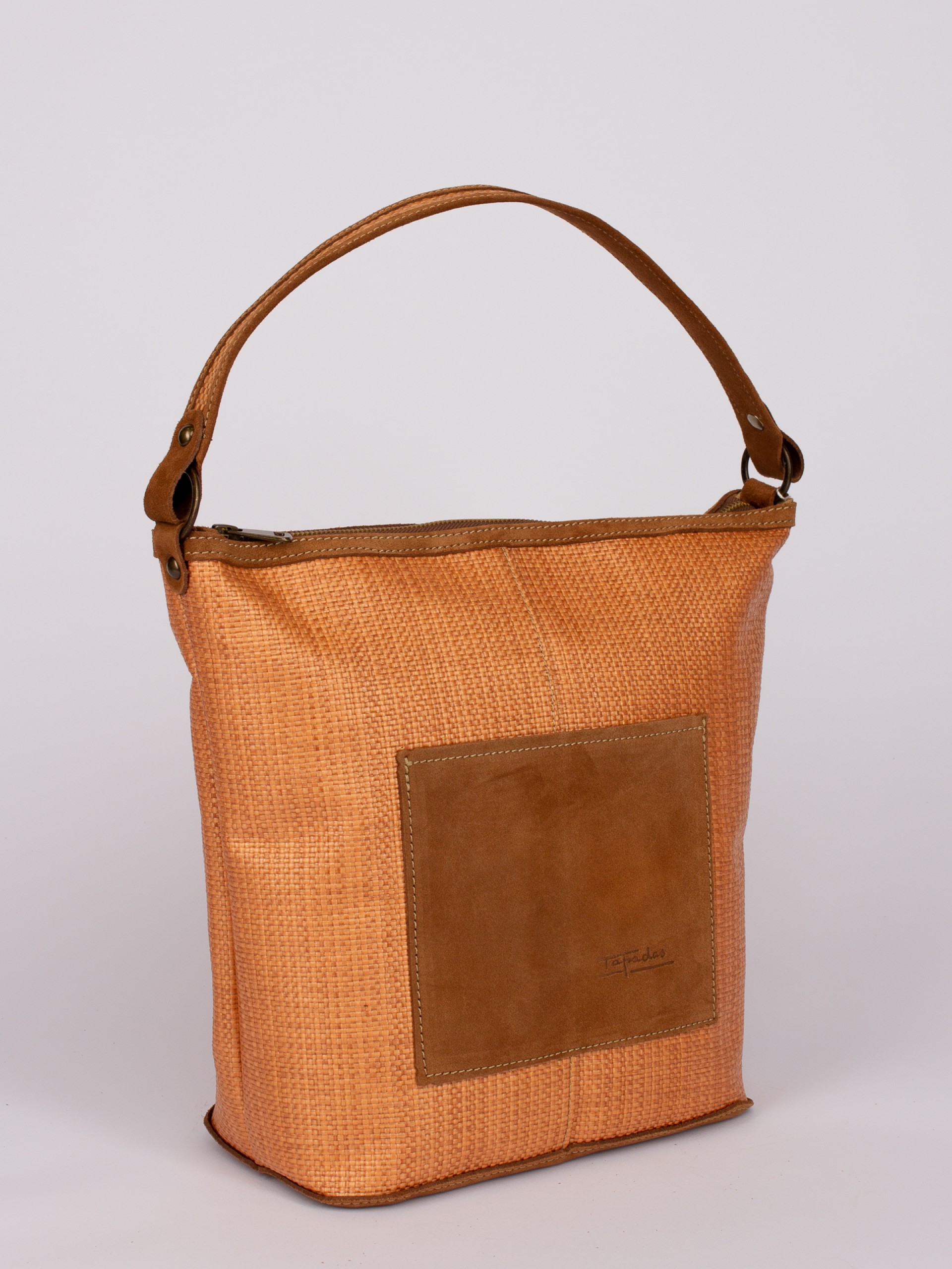 Suede and Raffia Shoulder Bag