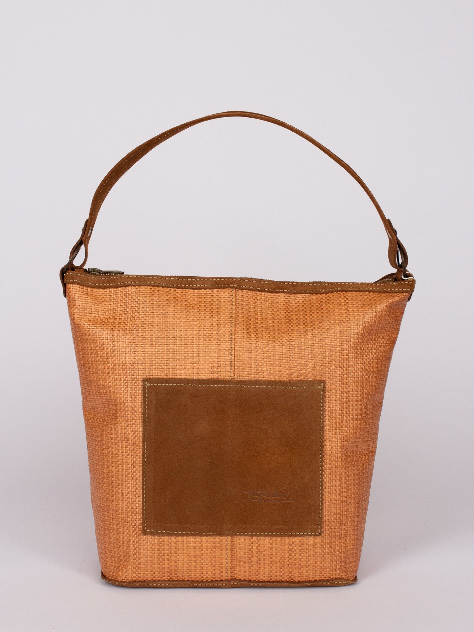 Suede and Raffia Shoulder Bag
