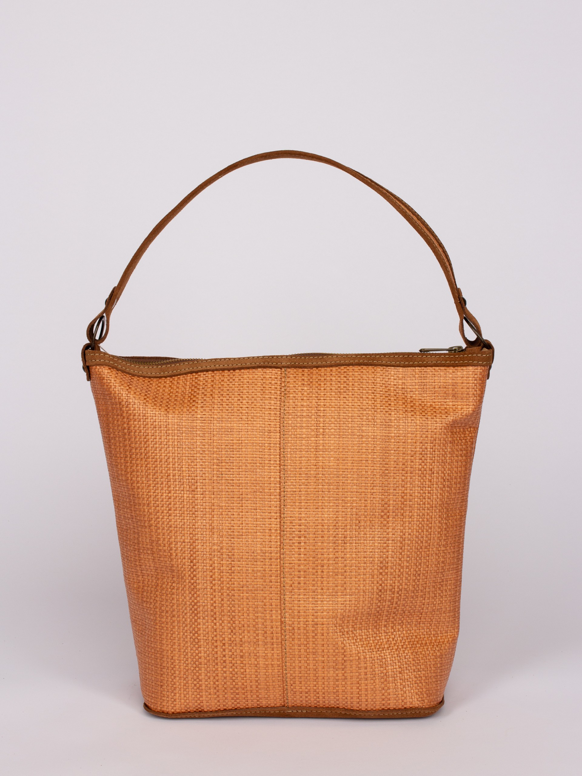 Suede and Raffia Shoulder Bag