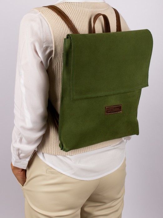 Suede and Natural Leather Backpack