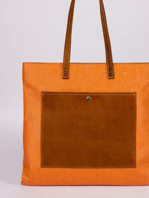 Mala Saco Estilo Rfia com Bolso em Camura