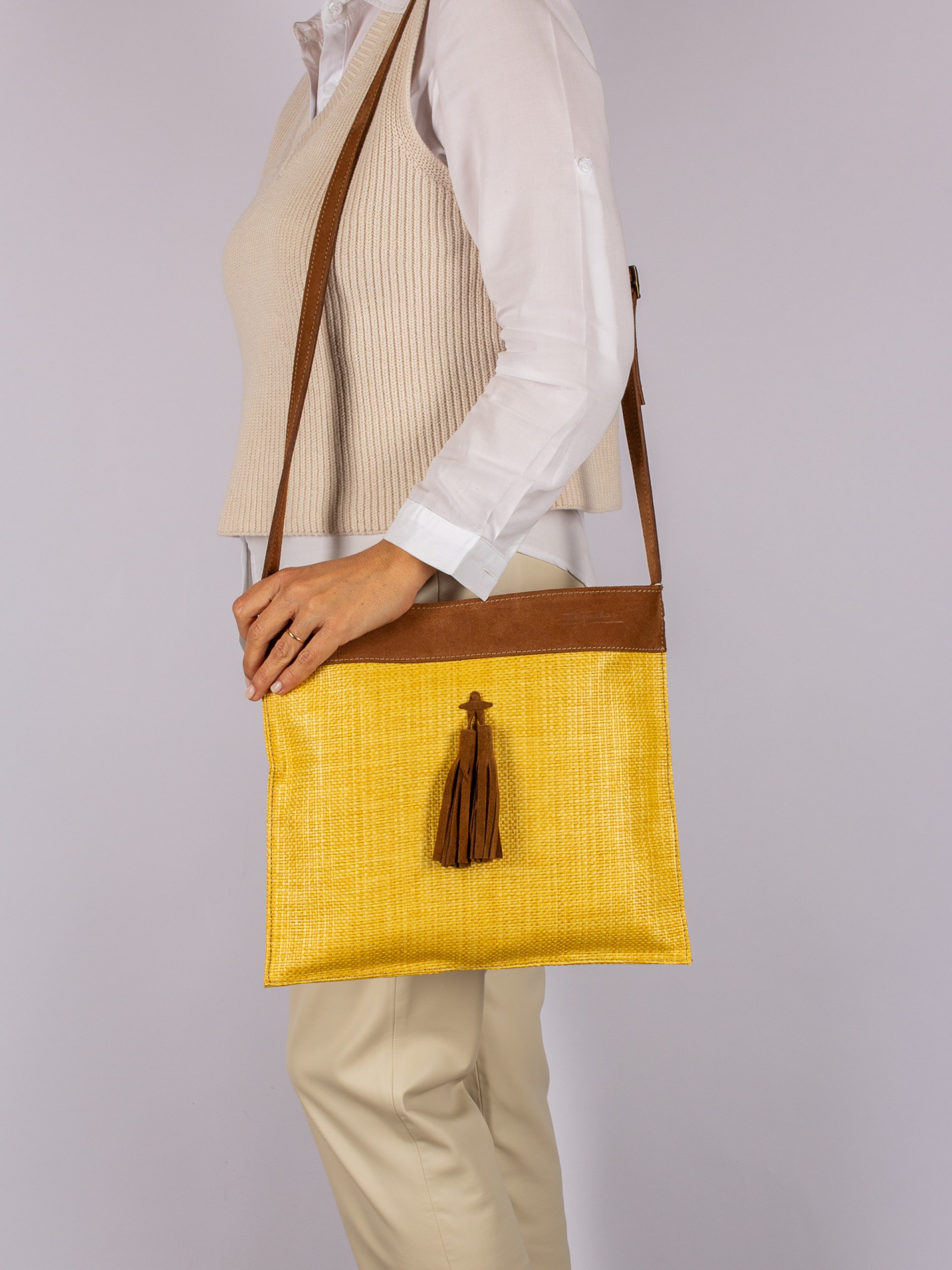 Tassel Application Crossbody Bag