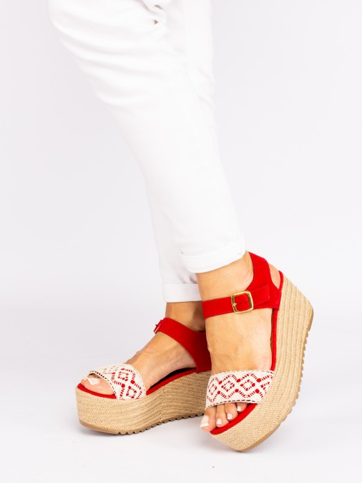 Wedge Sandal with Lace