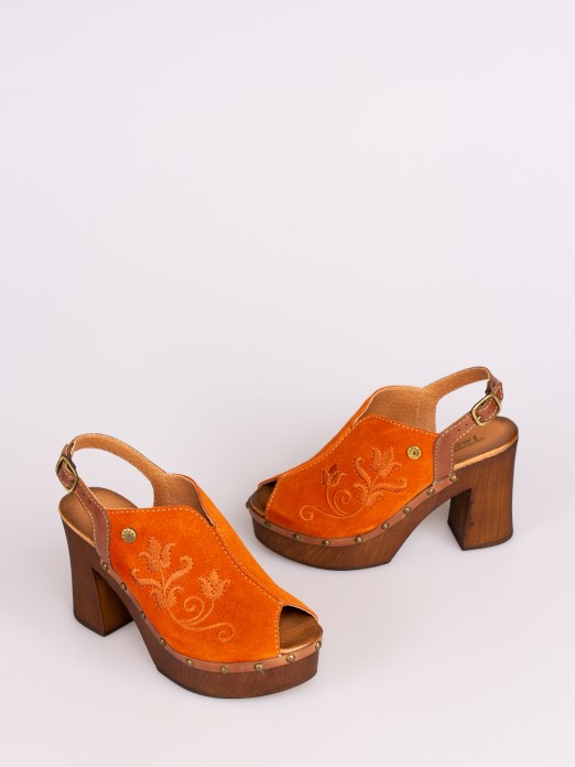 Embroidered Suede Sandal