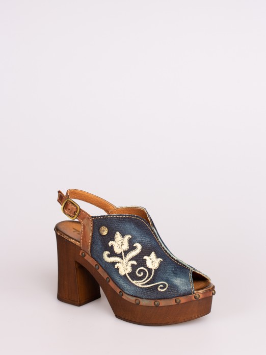 Embroidered Textile Sandal