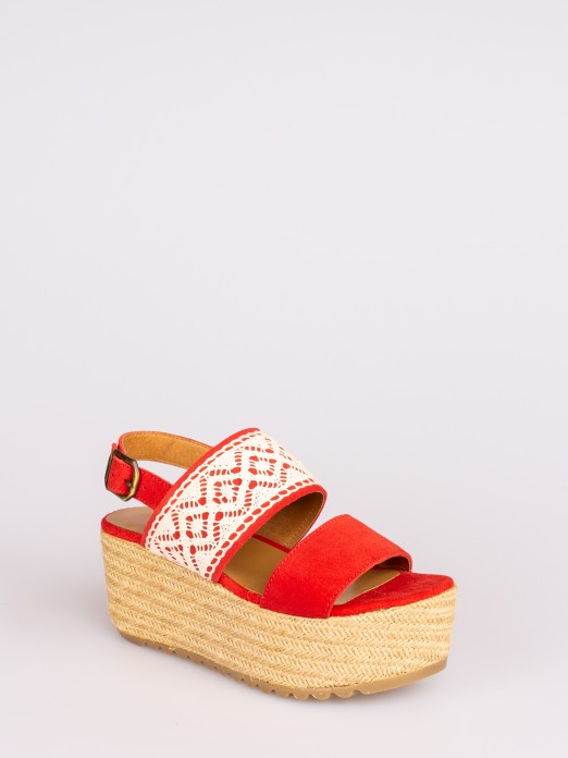 Wedge Sandal with Lace