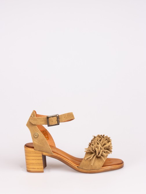 Suede Medium Heel Sandals