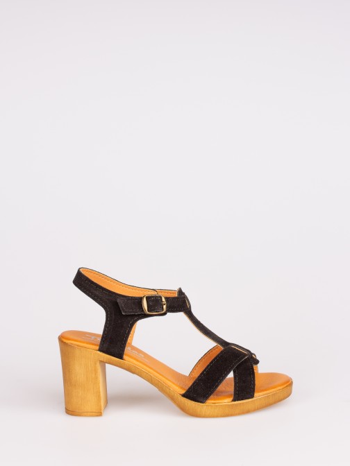Wood Style Heel Sandals
