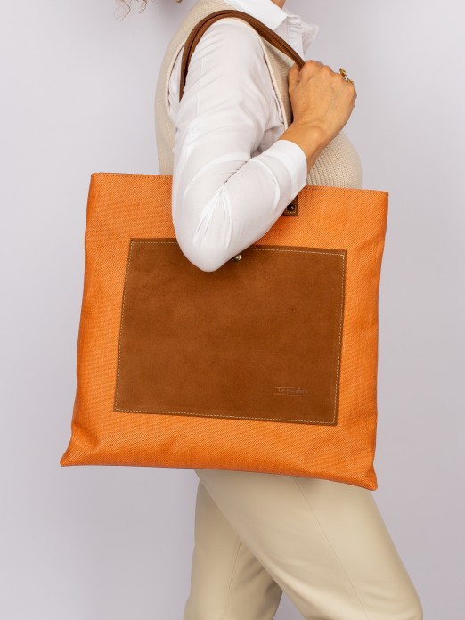 Mala Saco Estilo Rfia com Bolso em Camura