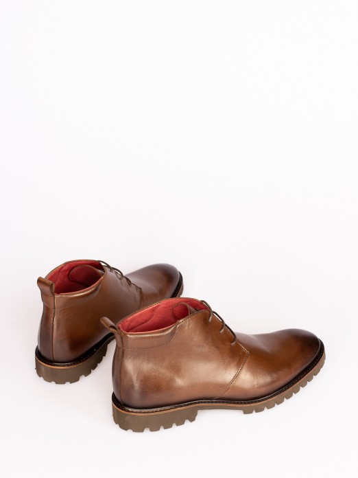 Track Sole Leather Boots
