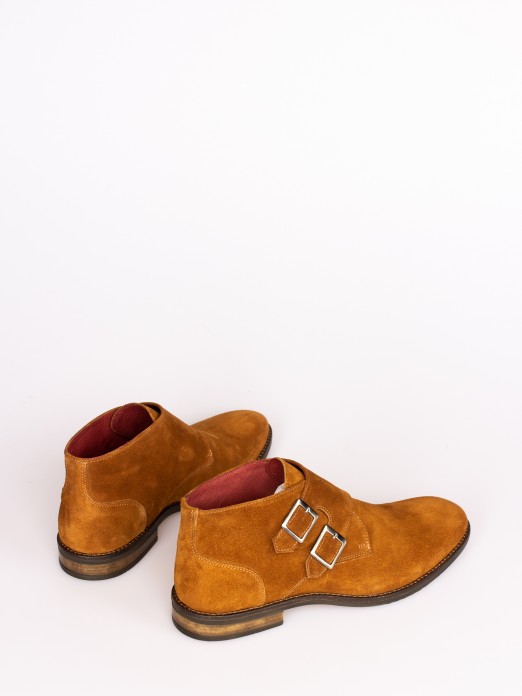 Suede Ankle Boots with Buckles