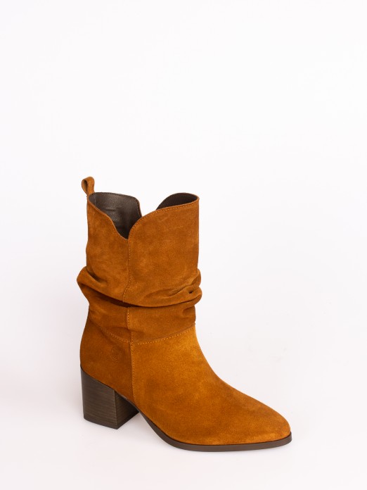 Wrinkled Suede High-heel Boots