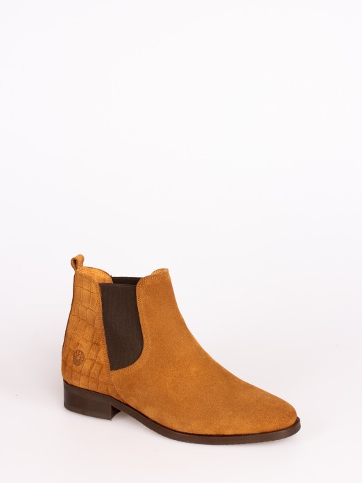 Croco Suede Ankle Boots