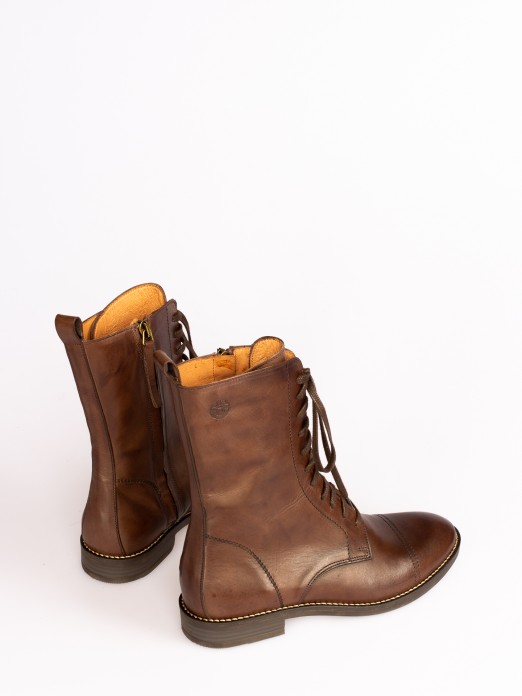 Leather Mid-calf Flat Boots