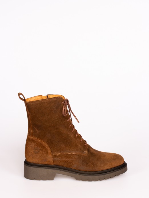 Suede Lace-up Ankle Boots