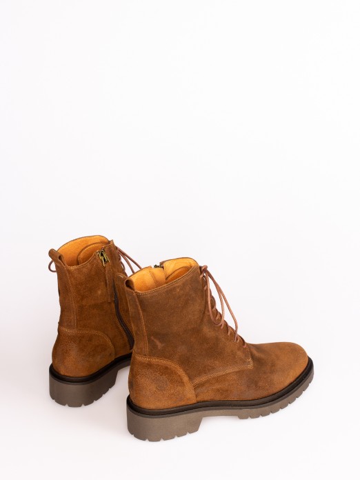 Suede Lace-up Ankle Boots