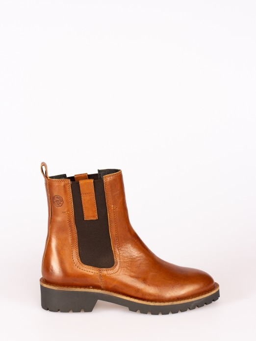 Rustic Leather  Ankle Boot with Side Elastics