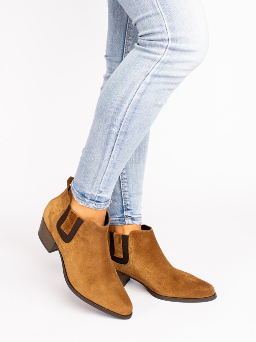 Suede High-heel Ankle Boot with Side Elastics