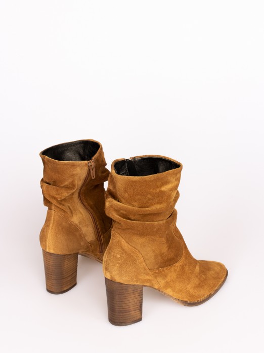 Wrinkled Suede High-heel Boots