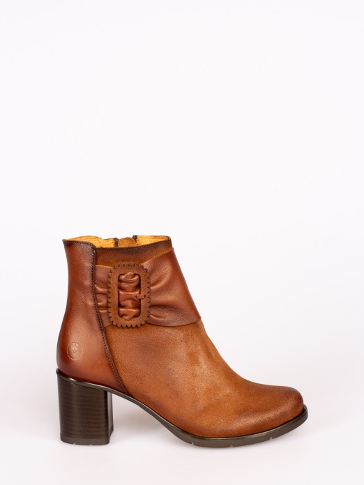 Suede Ankle Boots with Buckle