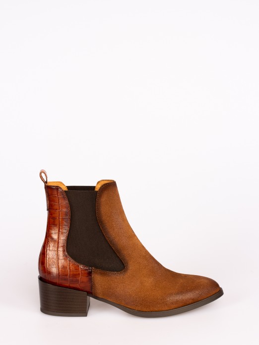 Suede Almond Toe Ankle Boots