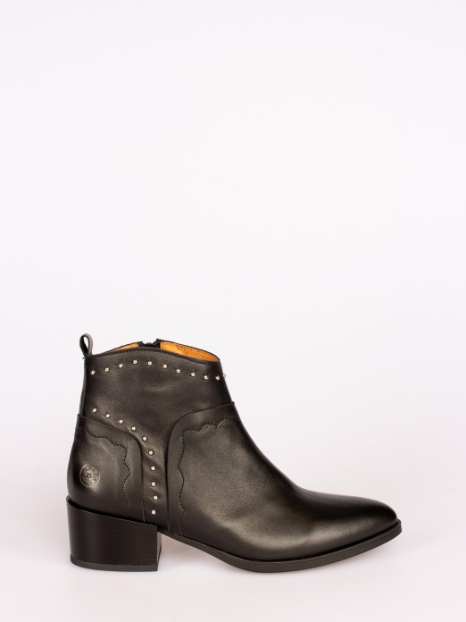 Leather Texan Ankle Boots