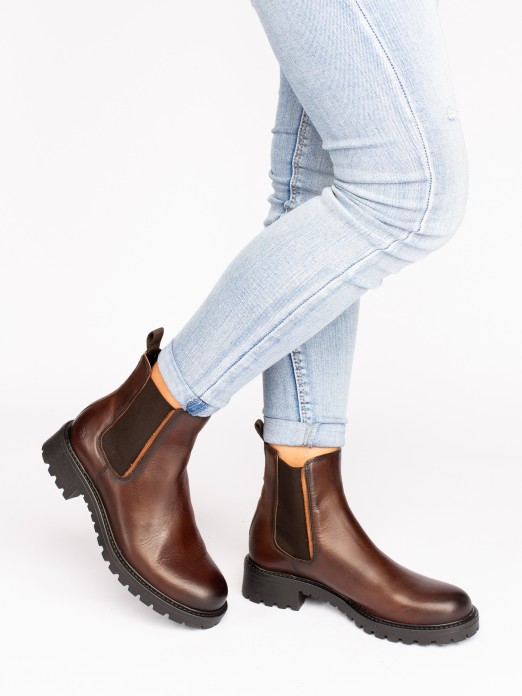 Leather Ankle Boots with Elastic