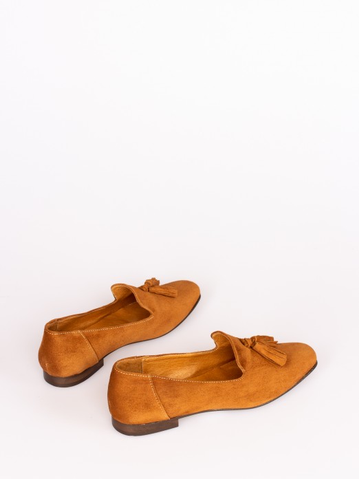 Suede Tassel-Embellished Loafers