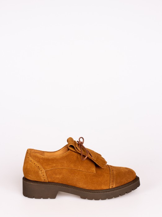 Frindged Track Sole Suede Shoes