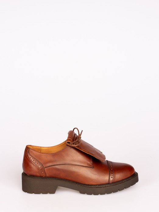 Frindged Track Sole Leather Shoes