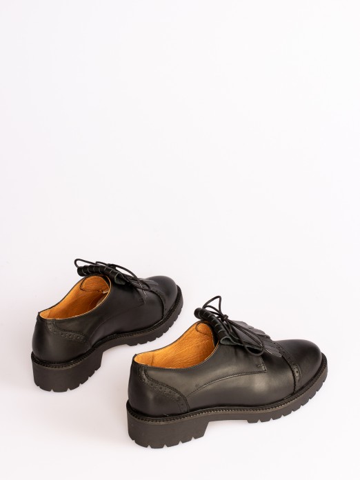 Frindged Track Sole Leather Shoes