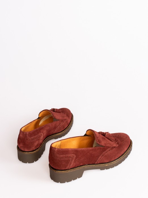 Suede Track Sole Tassel-Embellished Loafers