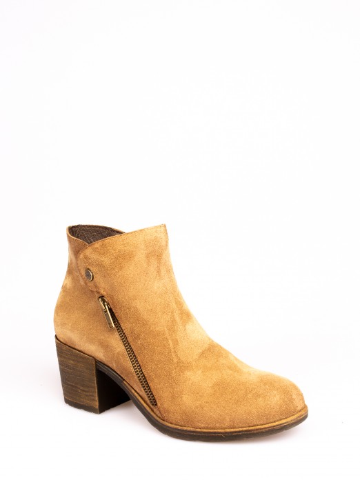 Suede Ankle Boots with Zipper