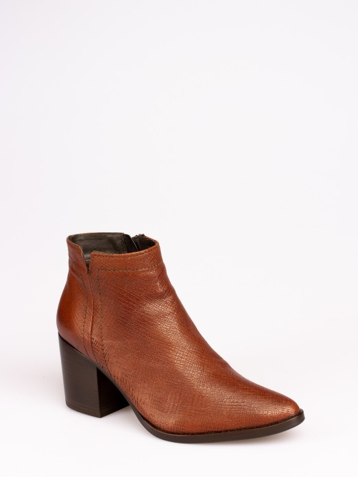 Leather High-heel Ankle Boot