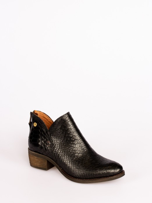 Snake-print Leather Ankle Boots
