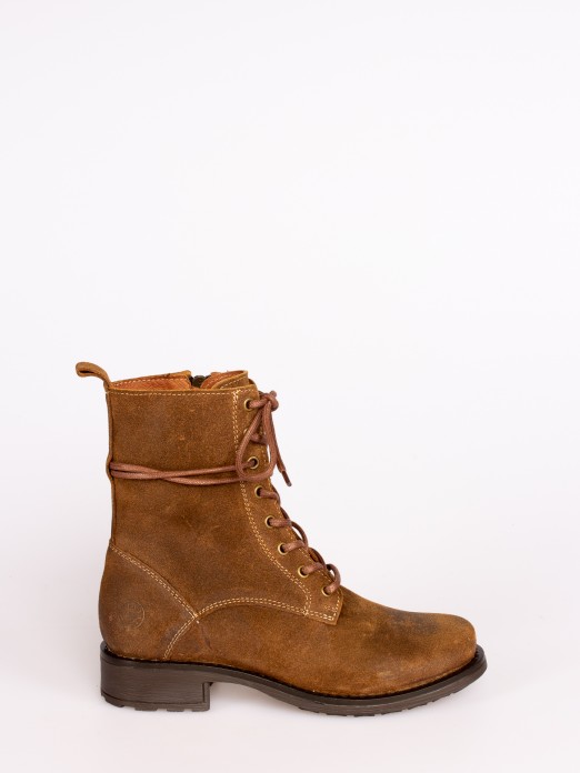 Lace-up Oiled Suede Boots