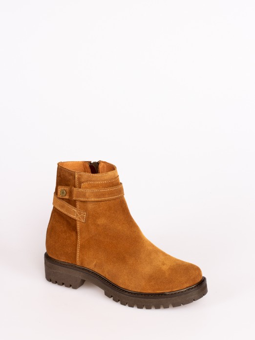 Suede Ankle Boots with Strips