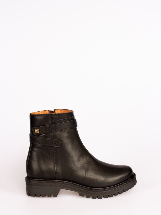 Leather Ankle Boots with Strips