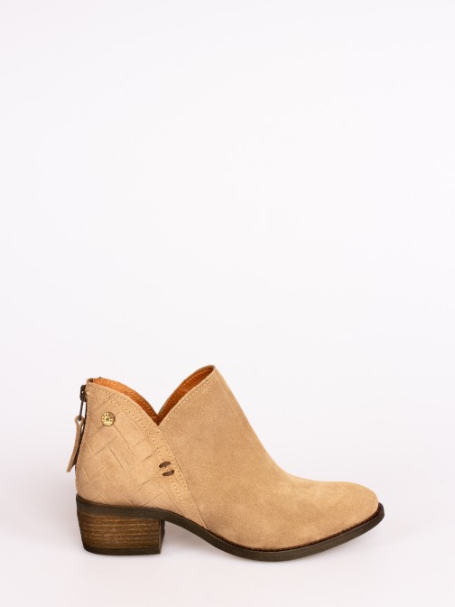 Engraved Suede Ankle Boots