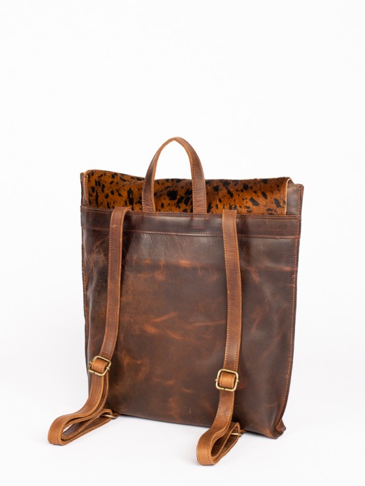 Animal-Print Leather Backpack