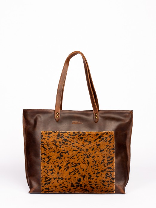 Animal-Print Leather Tote Bag